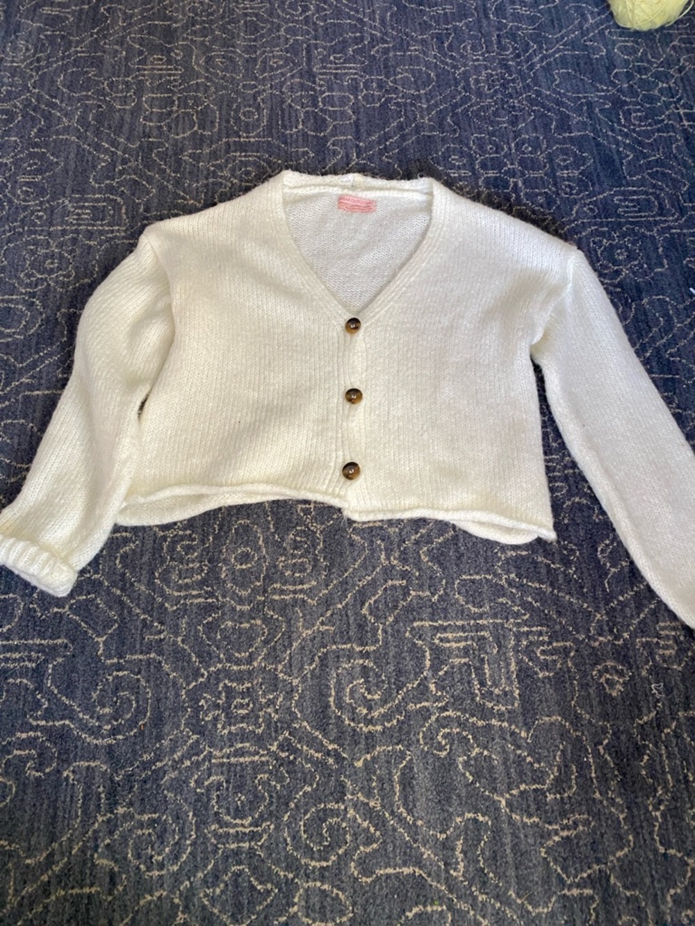 Urban Outfitters White Cropped V-Neck Button Cardigan
